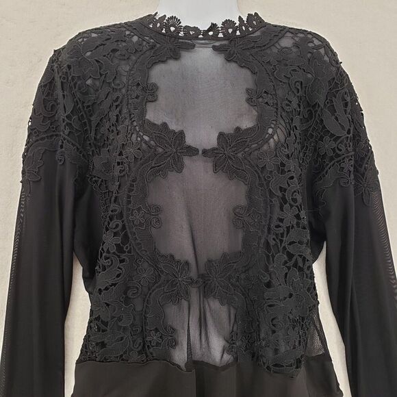 Fashion Nova Bodysuit Women 3X Black Sheer Lace Whimsigoth Fairy Grunge Witchy - Picture 9 of 10